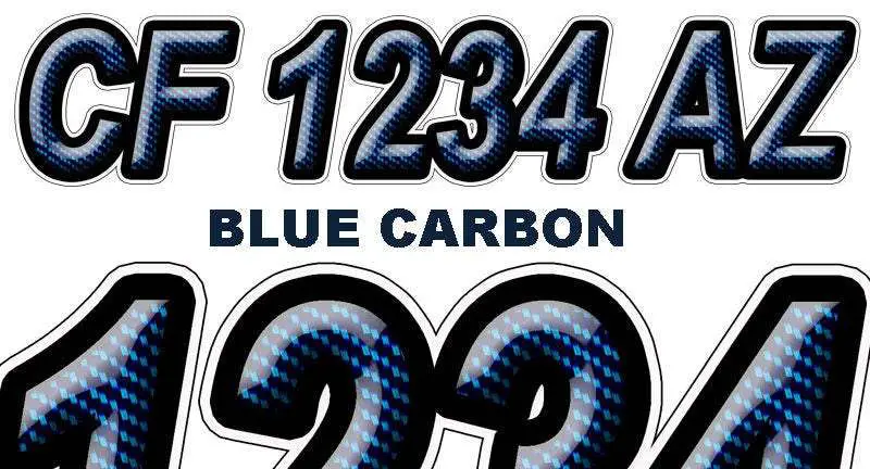 Blue Carbon Boat Registration Numbers or Letters Decals ...